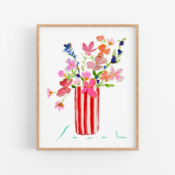 Red Striped Vase